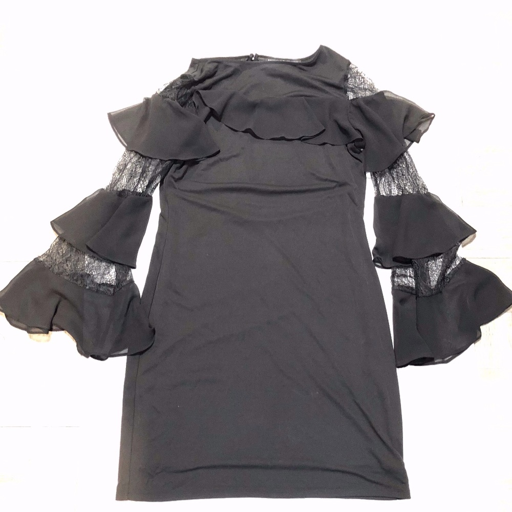 WHITE HOUSE BLACK MARKET BLACK RUFFLE DRESS